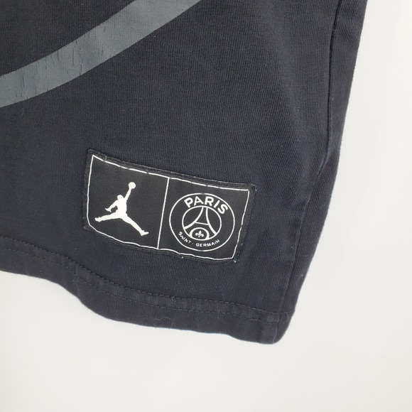 Jordan x Paris Saint Germain PSG Logo Crewneck T-Shirt Black Men's Large - Picture 7 of 9